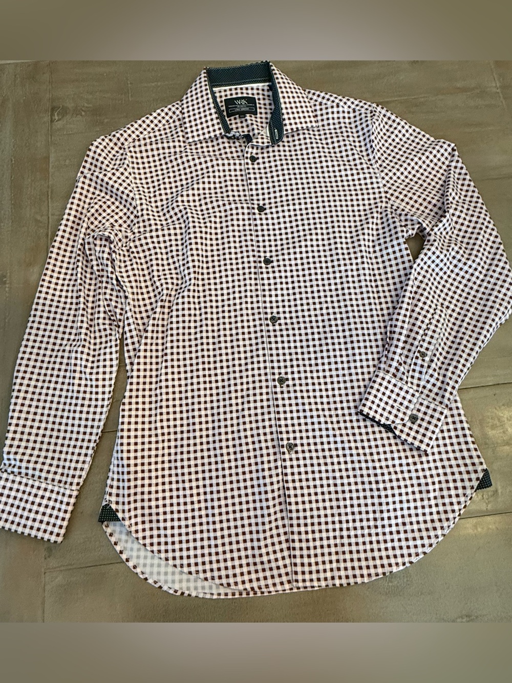 WRK Work Rest Karma Flip Cuff Dress Shirt 4-Way Stretch Size 15 1/2 Red Check